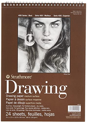 Strathmore 9x12 Medium Drawing Spiral Paper Pad - 24 Sheets for Artists | Quality Art Supplies