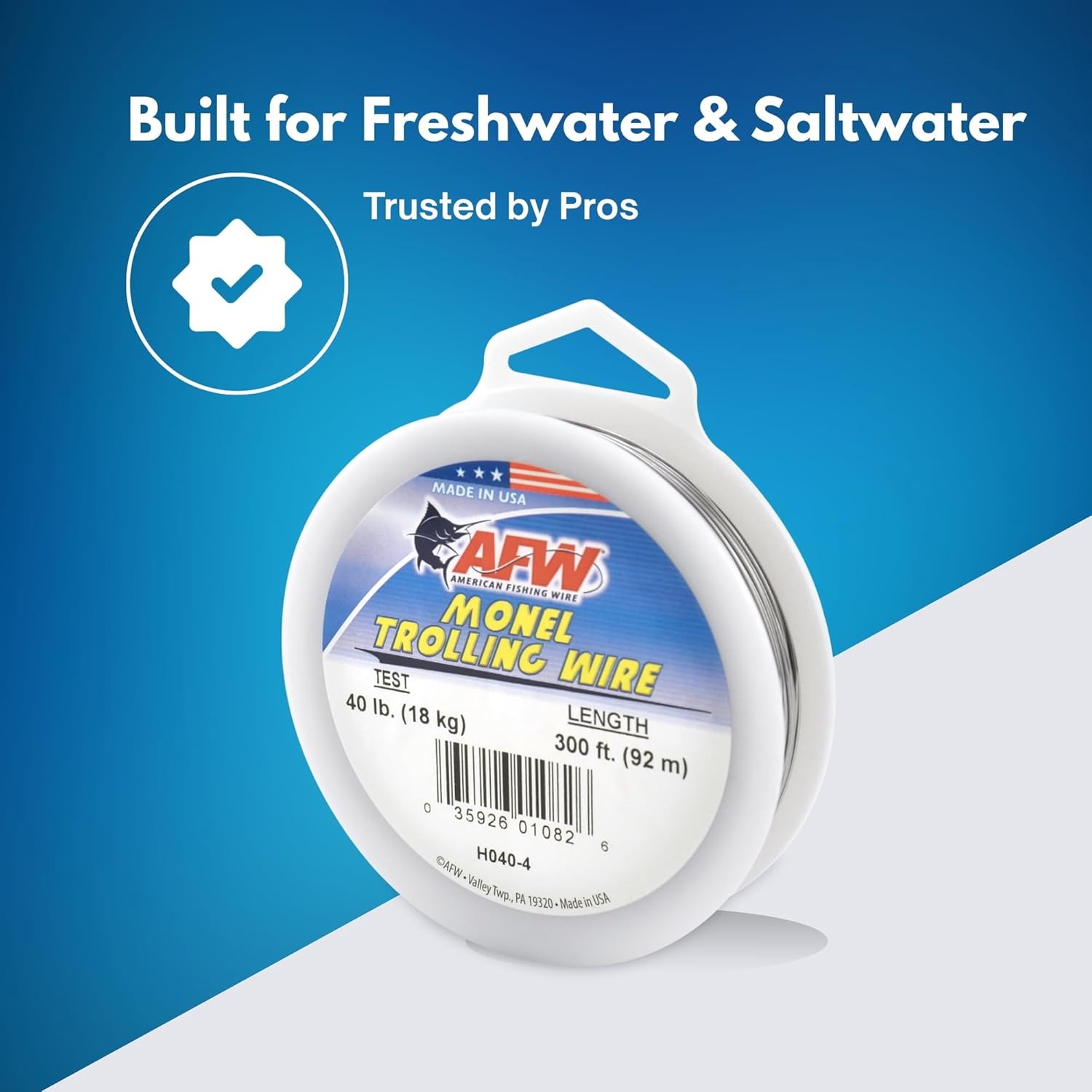 AFW American Fishing Wire Monel Trolling Wire 60 Pound Test 300 Feet Bright Color Single Strand Fishing Line - View 2 of 9