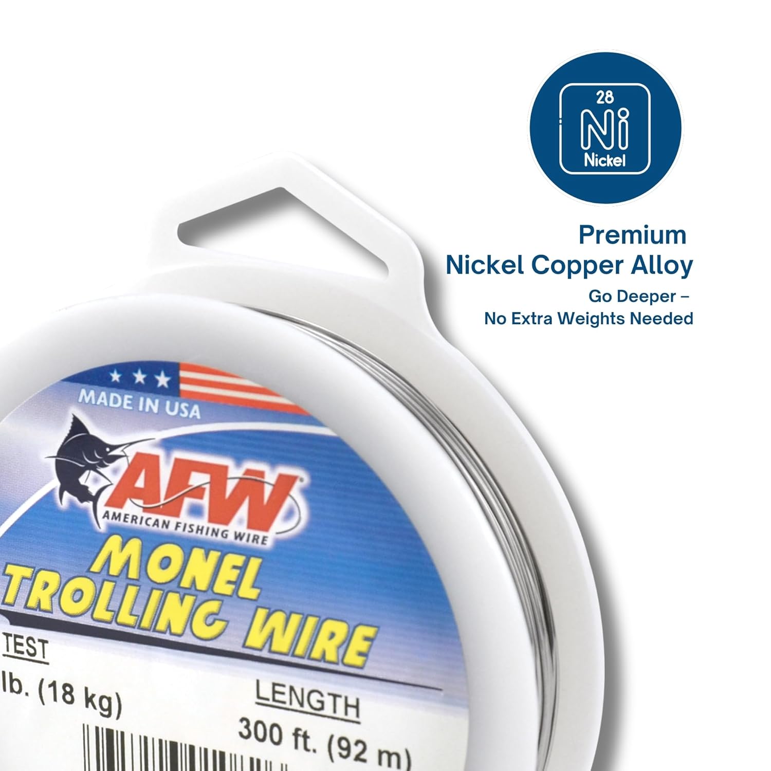 AFW American Fishing Wire Monel Trolling Wire 60 Pound Test 300 Feet Bright Color Single Strand Fishing Line - View 3 of 9