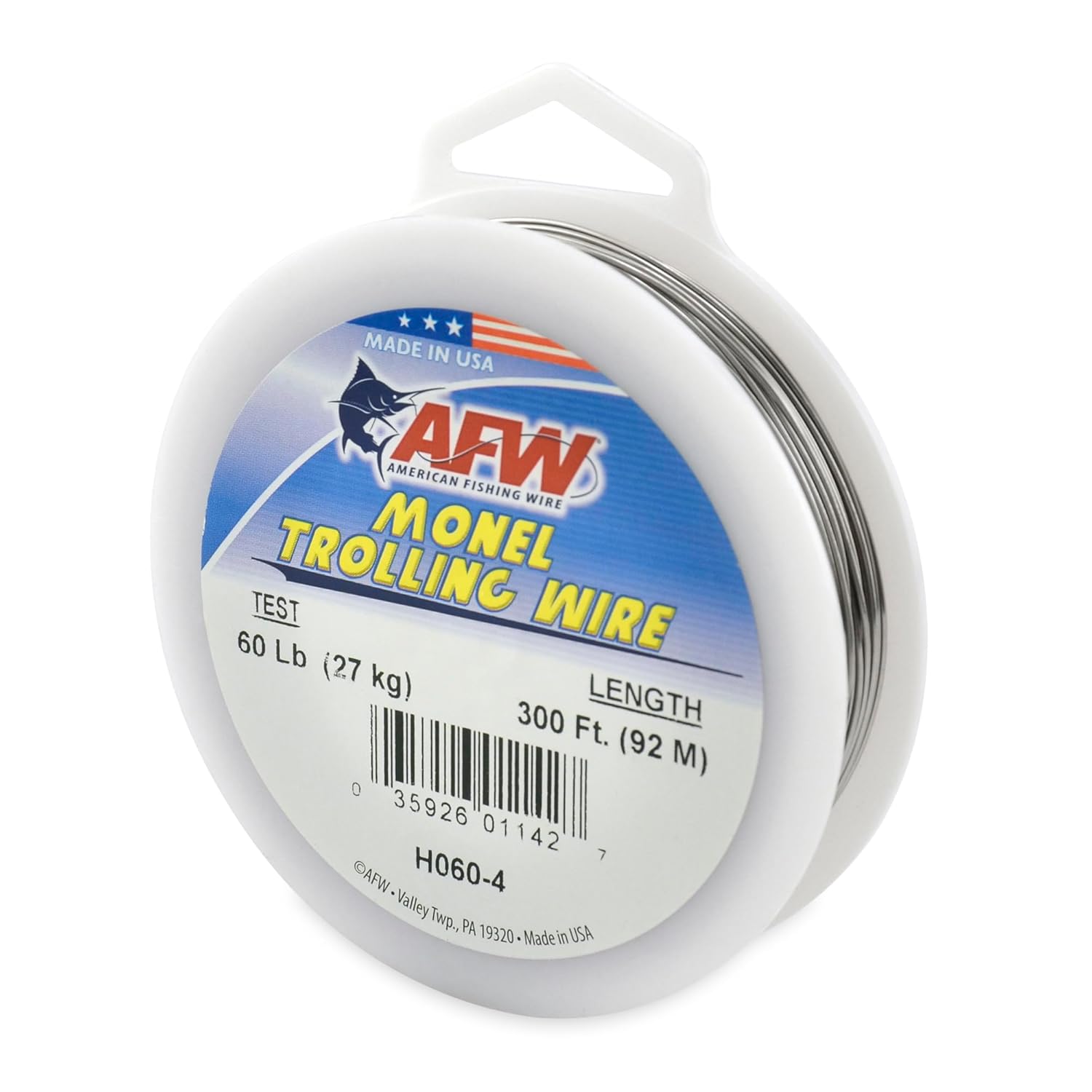 AFW American Fishing Wire Monel Trolling Wire 60 Pound Test 300 Feet Bright Color Single Strand Fishing Line