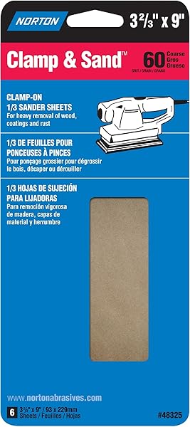 Norton "Buy NORTON 48325 Coarse All Purpose Sander Sheets - 3-2/3" x 9" Handy Pack for Efficient Sanding"