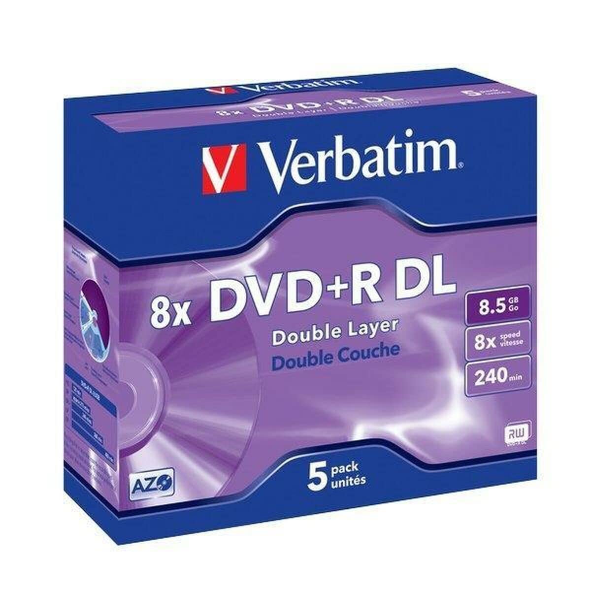 Verbatim Buy Verbatim DVD+R 8.5GB 8X D/L - 5 Pack for High-Quality Data Storage