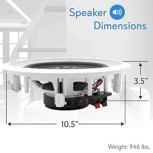 Pyle Buy Pyle 8'' 2-Way Midbass Woofer Speakers - In-Wall/In-Ceiling System with 250W Peak Power & 50Hz-20kHz Response - View 7 of 8