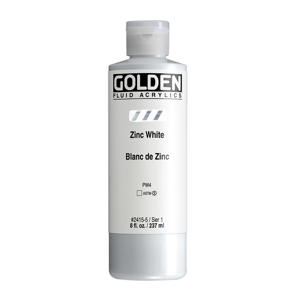 Buy GOLDEN Fluid Acrylics Zinc White 8 fl. oz - Professional Transparent Paint for Artists