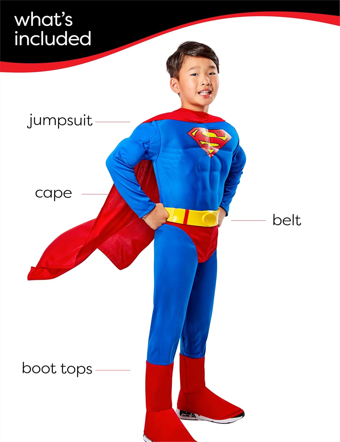 Rubies Rubies Child DC Super Heroes Deluxe Muscle Chest Superman Costume Large for Themed Parties and Halloween - View 5 of 9
