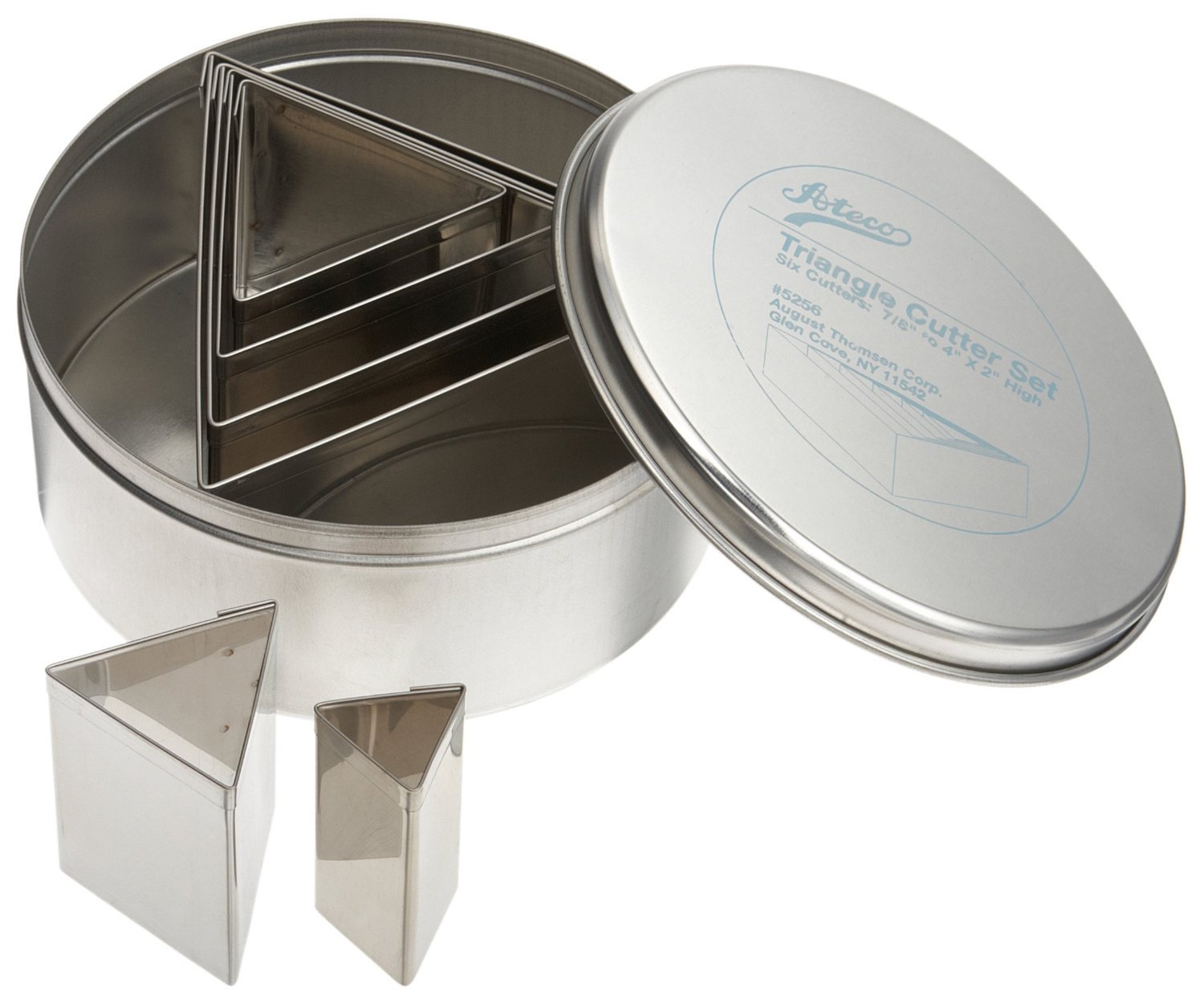 Ateco Ateco 6 Piece Stainless Steel Triangle Cutter Set for Baking and Pastry Decorating