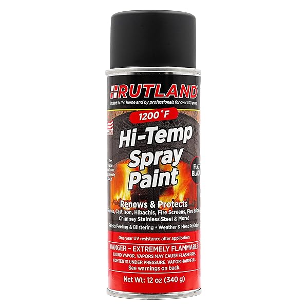RUTLAND PRODUCTS Rutland 80 Hi-Temp Spray Paint - Black, 12 oz | High-Quality Heat-Resistant Coating for Home & DIY Projects