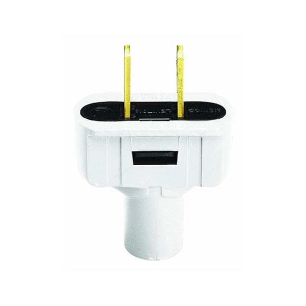 Leviton 48643-W Non-Polarized Short Flat Plug - 125V, 15A, 2P, 2W, White | Reliable Electrical Connection