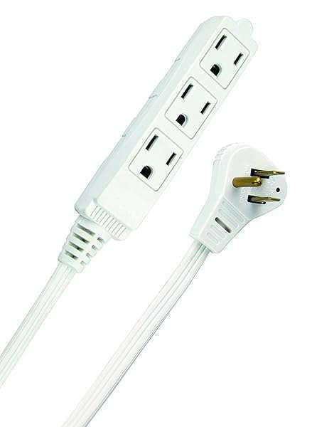 Woods Buy Woods Slimline 16/3 Flat Plug Extension Cord 13ft White - Perfect for Home & Office Use