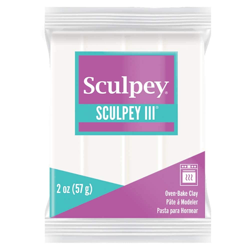 Sculpey Polyform Sculpey III White Polymer Clay - Non-Toxic 2 oz for Kids, DIY, Sculpting & School Projects