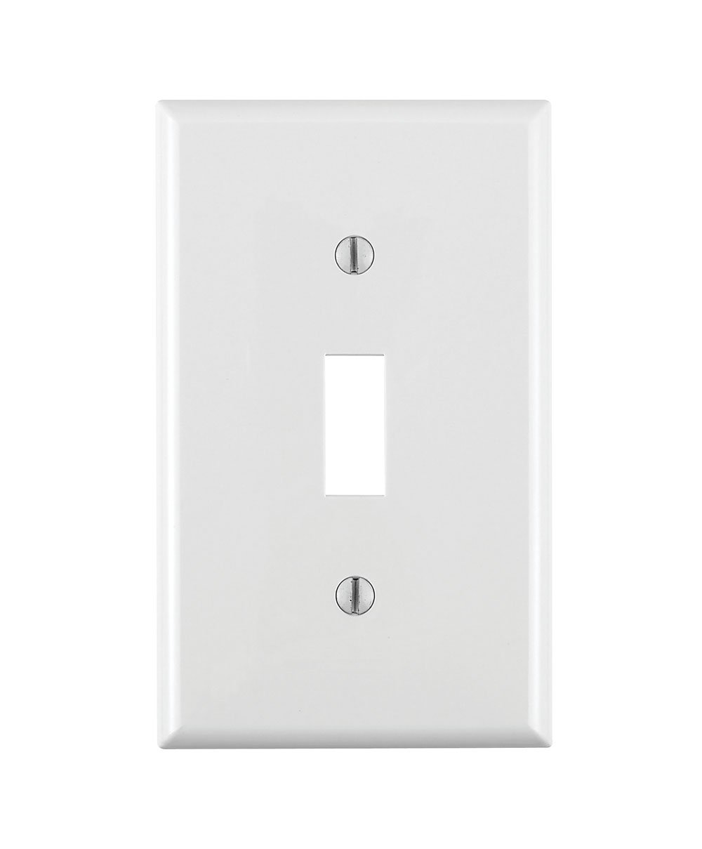 Leviton Leviton 80701-W 1-Gang Toggle Switch Wallplate - Durable Thermoplastic Nylon, Standard Size, White