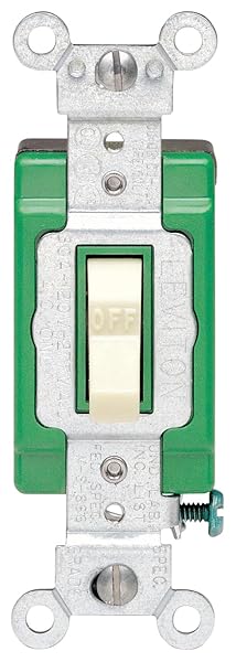 Leviton 3032-2I 30 Amp Toggle Switch: Heavy Duty, Self-Grounding, Ivory, 120/277V AC - Ideal for Home & Commercial Use