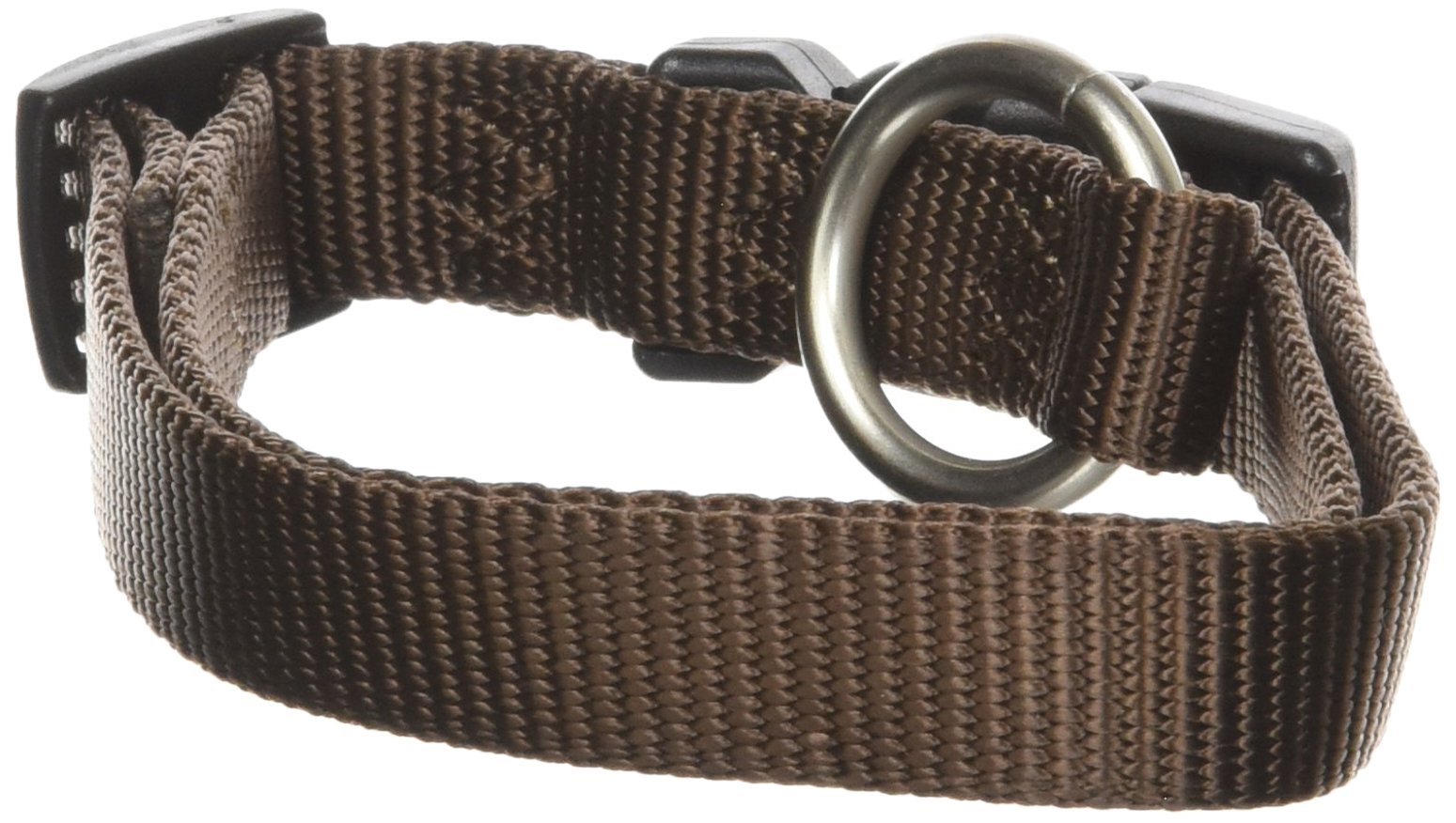 Hamilton Adjustable Hamilton 3/4-Inch Dog Collar for Medium Dogs (16-22 Inch) - Brown with Brushed Hardware Ring