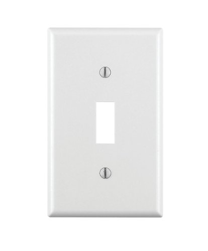 Leviton Leviton 88001-WMP 1-Gang Toggle Switch Wallplate - 10 Pack, Standard Size, White Thermoset