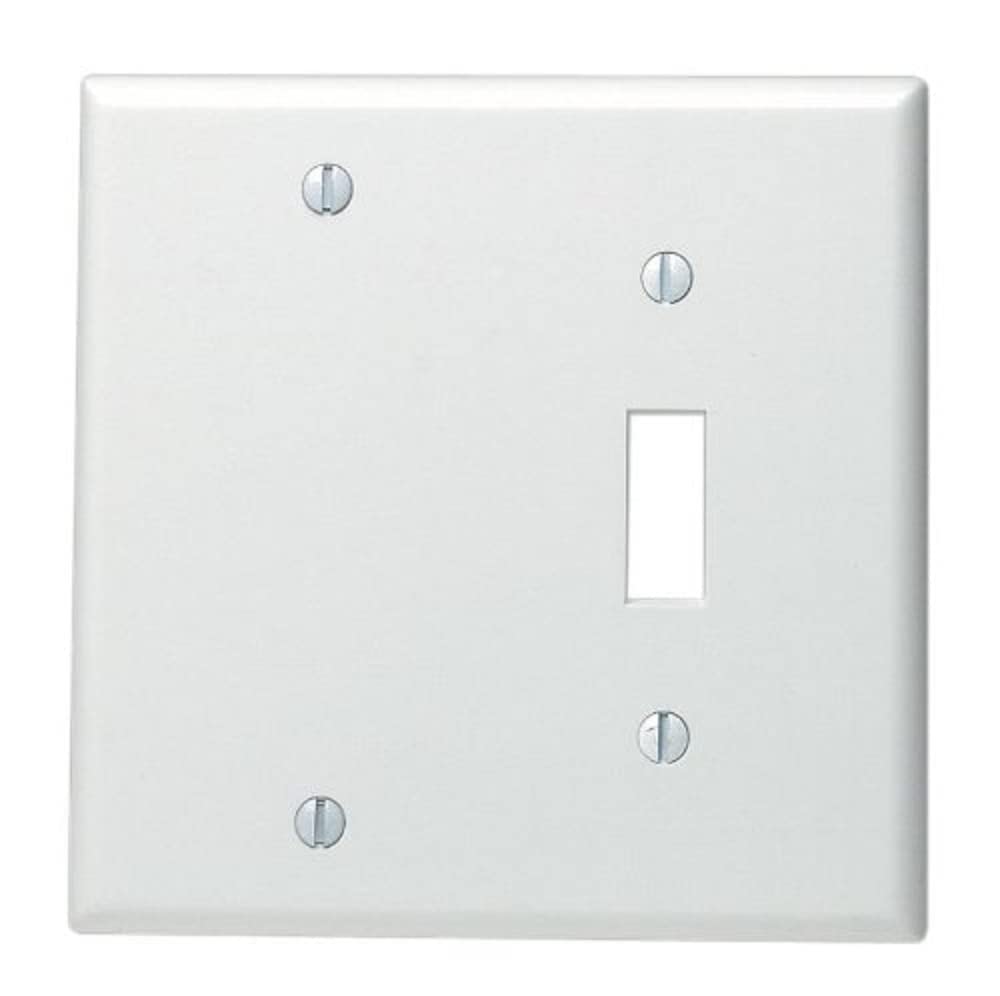 Leviton Leviton 88006 2-Gang Wallplate: 1-Toggle & 1-Blank, Standard Size, Thermoset, White - Durable & Stylish