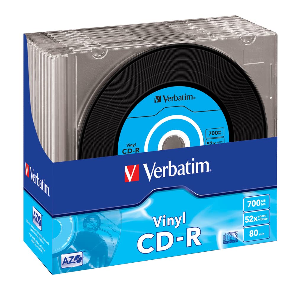 Verbatim Verbatim 43426 52x Vinyl CD-R Slim Case 10 Pack - High-Quality Blank Discs for Music & Data Storage