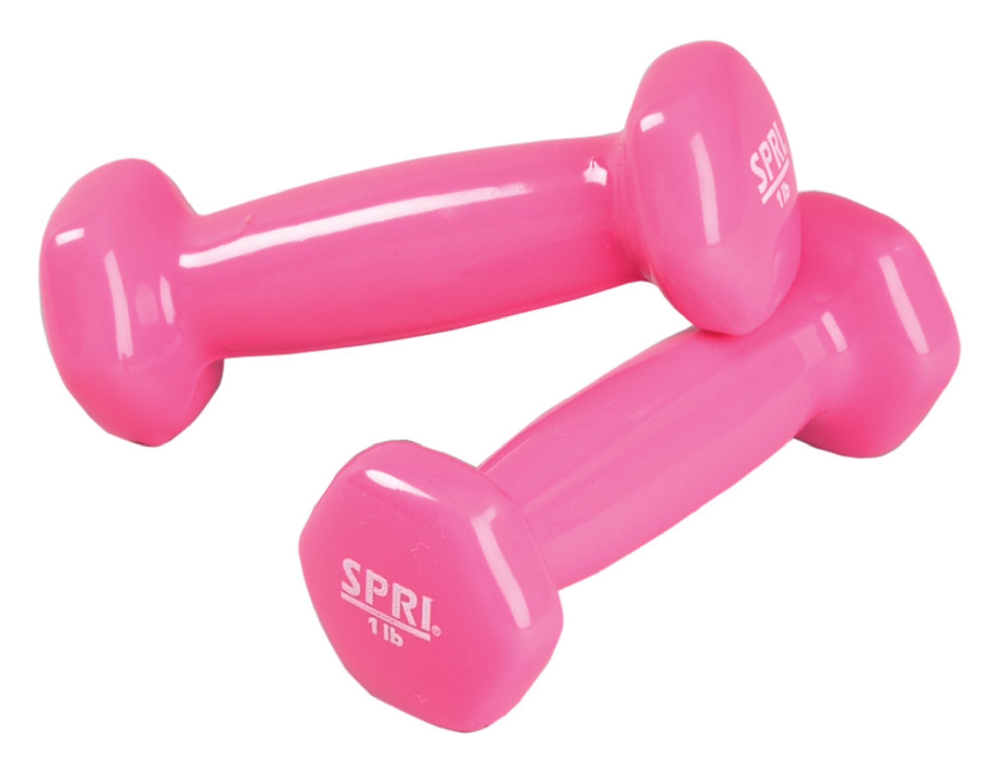 SPRI SPRI Deluxe Pink Vinyl Coated Dumbbell Set - 1 lb Hand Weights for Home & Gym Strength Training