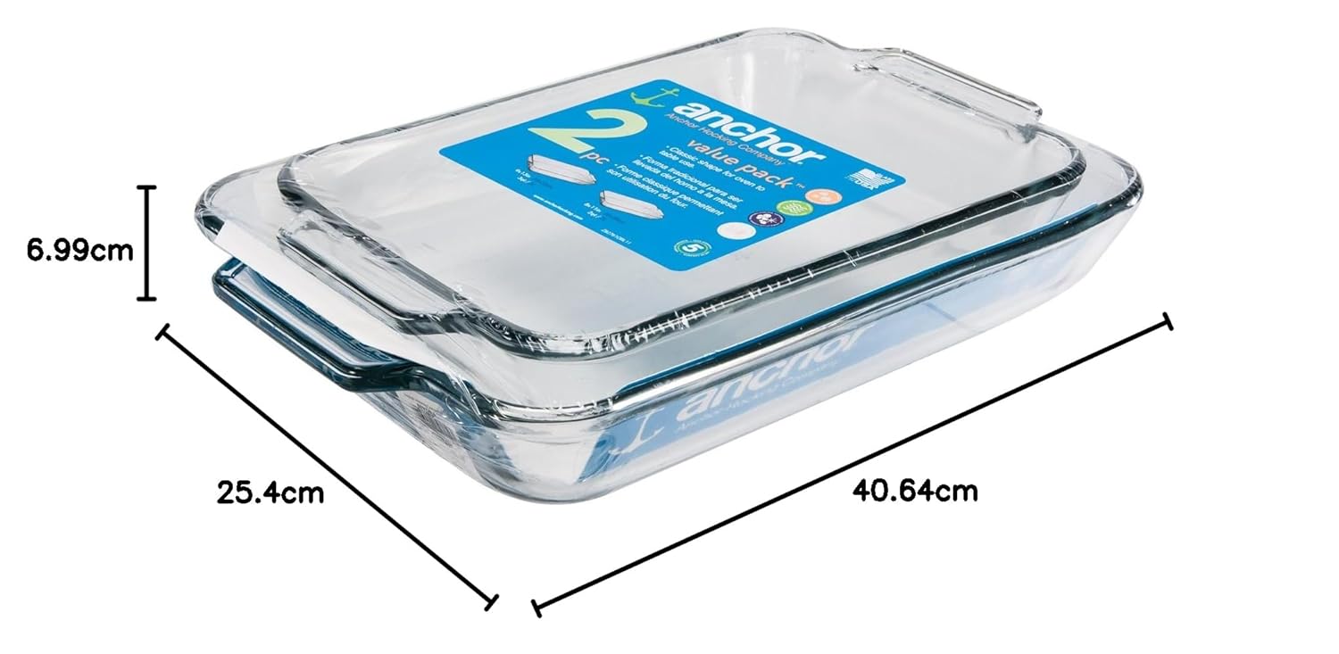 Anchor Hocking Anchor Hocking Glass Baking Dishes Set - 2 Qt & 3 Qt Casserole Dishes for Oven Use - View 4 of 4