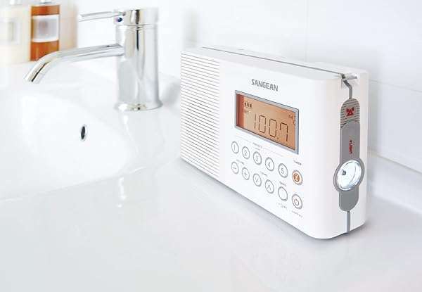 Sangean Buy Sangean H201 Waterproof Shower Radio - AM/FM/Weather Alert, Digital Tuning, Portable & Stylish in White - View 6 of 9