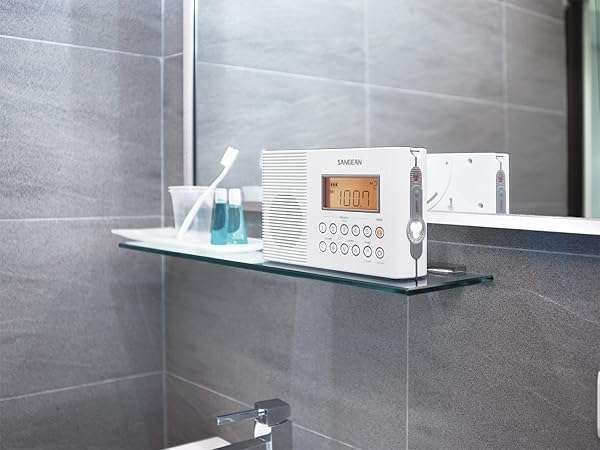 Sangean Buy Sangean H201 Waterproof Shower Radio - AM/FM/Weather Alert, Digital Tuning, Portable & Stylish in White - View 7 of 9