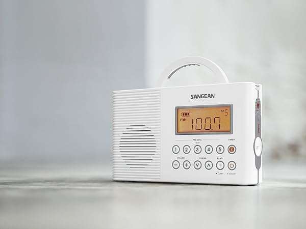 Sangean Buy Sangean H201 Waterproof Shower Radio - AM/FM/Weather Alert, Digital Tuning, Portable & Stylish in White - View 8 of 9