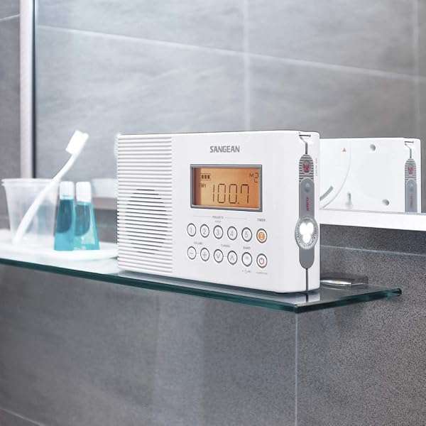 Sangean Buy Sangean H201 Waterproof Shower Radio - AM/FM/Weather Alert, Digital Tuning, Portable & Stylish in White - View 9 of 9