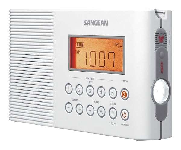 Sangean Buy Sangean H201 Waterproof Shower Radio - AM/FM/Weather Alert, Digital Tuning, Portable & Stylish in White