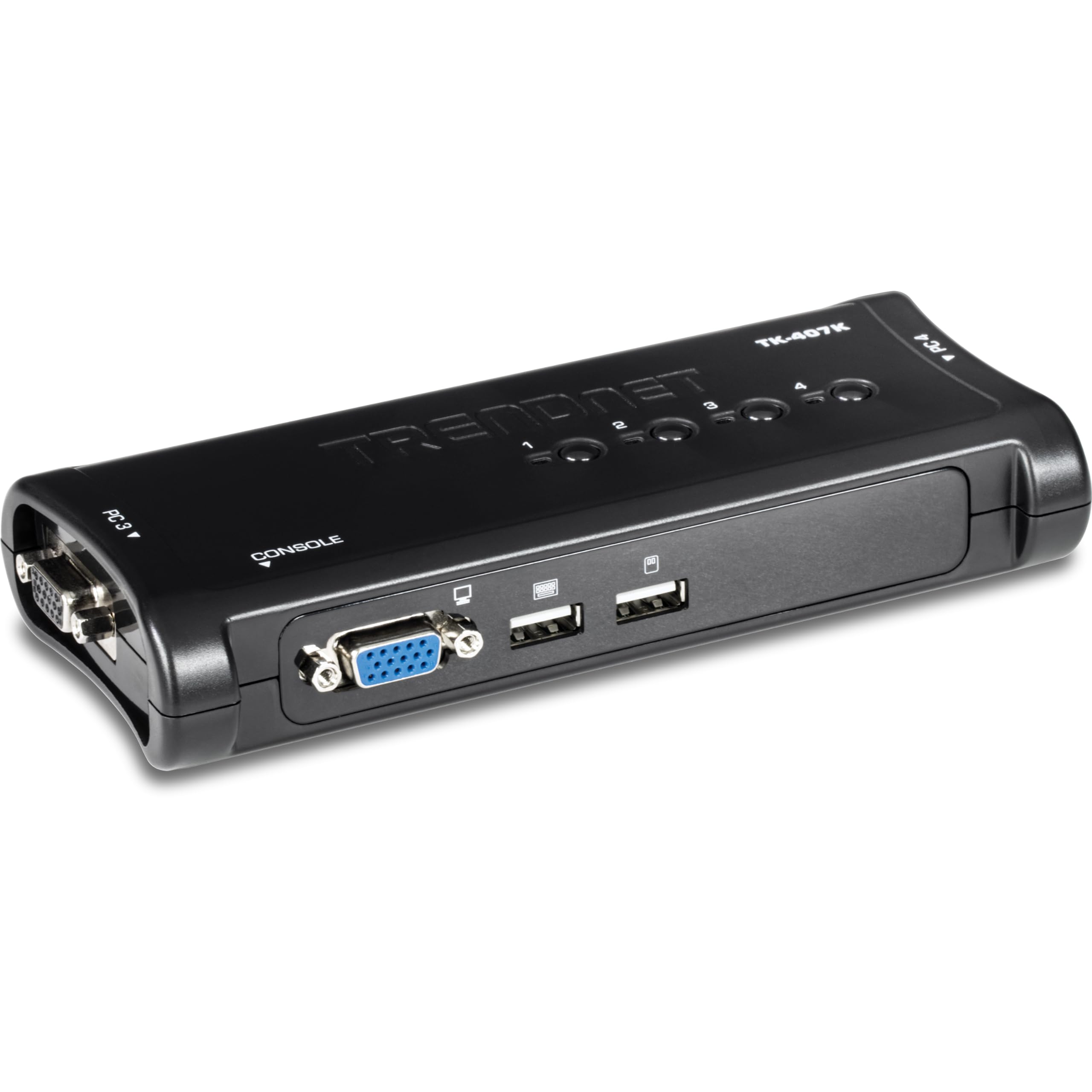 TRENDnet 4-Port USB KVM Switch Kit - Control 4 PCs, VGA/USB, 2048x1536, Compatible with Windows, Linux, Mac - TK-407K