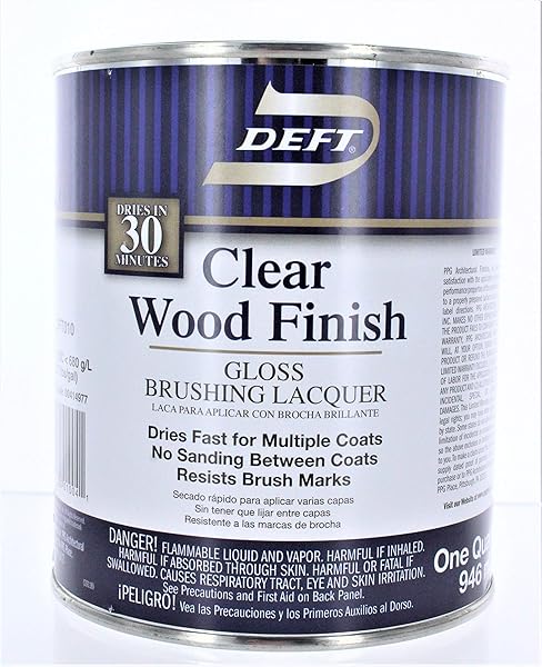 DEFT Deft Interior Clear Wood Finish Gloss Brushing Lacquer Quart - Durable, Easy Application for Stunning Wood Projects