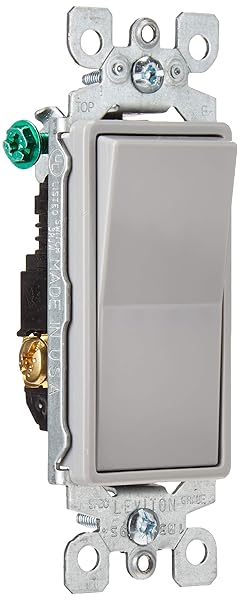 Leviton Leviton 5603-2GY 15 Amp Decora Rocker 3-Way Switch - Quiet, Grounding, Residential Grade, Gray