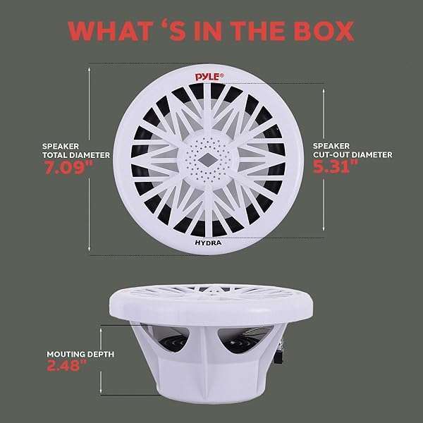 Pyle Pyle PLMRW8 8-Inch Waterproof Marine Subwoofer - 400W Bass Speaker for Boats & Water Vehicles - View 5 of 10