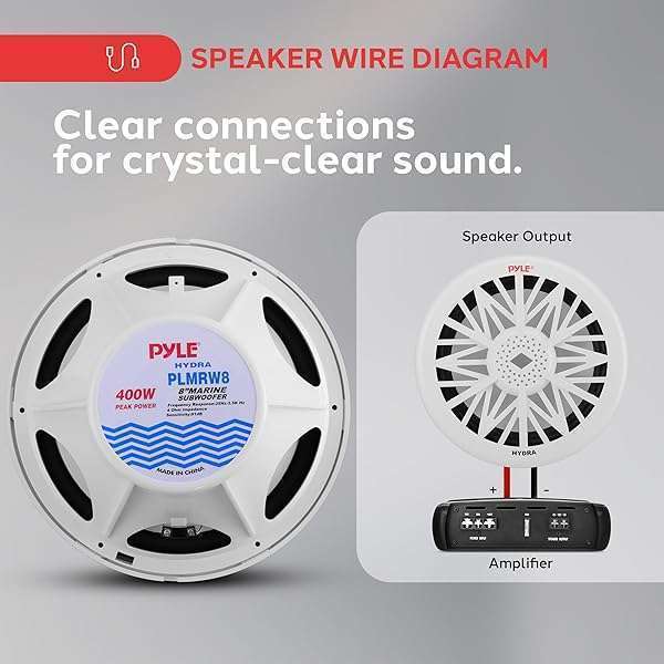 Pyle Pyle PLMRW8 8-Inch Waterproof Marine Subwoofer - 400W Bass Speaker for Boats & Water Vehicles - View 7 of 10