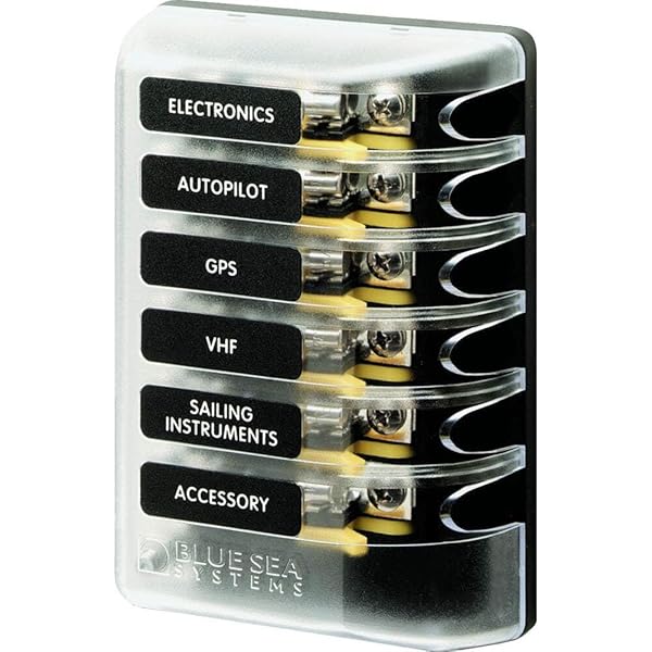 Blue Sea Systems 5018 ST Glass 6 Circuit Fuse Block with Cover for Reliable Marine Electrical Protection