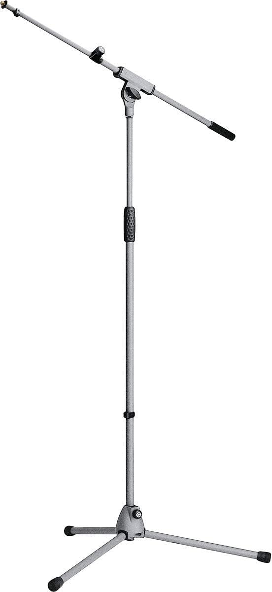 K&M K&M Konig & Meyer 21080 Tripod Microphone Stand with Extendable Boom Arm and Adjustable Height Gray Powder Coated German Made