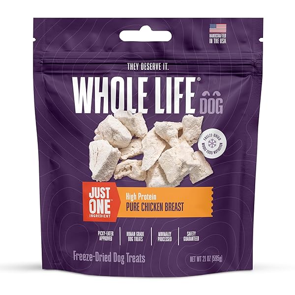Whole Life Pet Products Whole Life Dog Just One Chicken Freeze Dried Treats High Protein Healthy Snacks USA Made 21 oz Value Pack