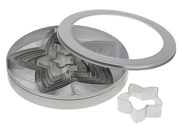 Ateco Ateco Plain Edge Star Cutter Set 10 Piece Stainless Steel Graduated Sizes for Baking and Decorating