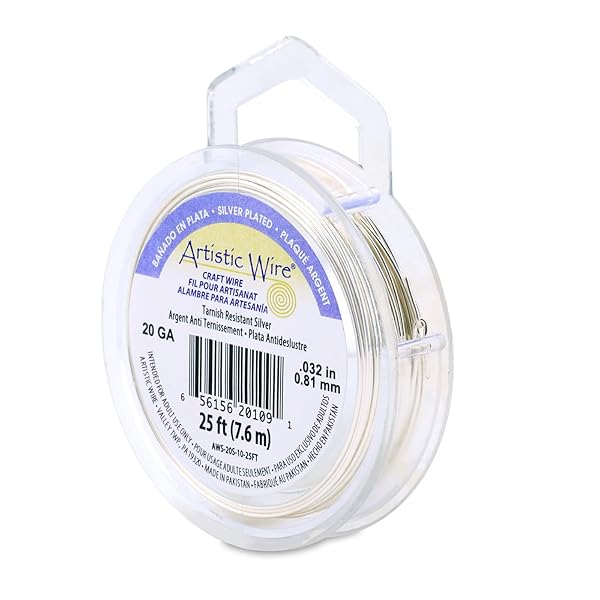 Artistic Wire Artistic Non-Tarnish Silver Wire 20 Gauge - 25 Feet for Jewelry Making & Crafts