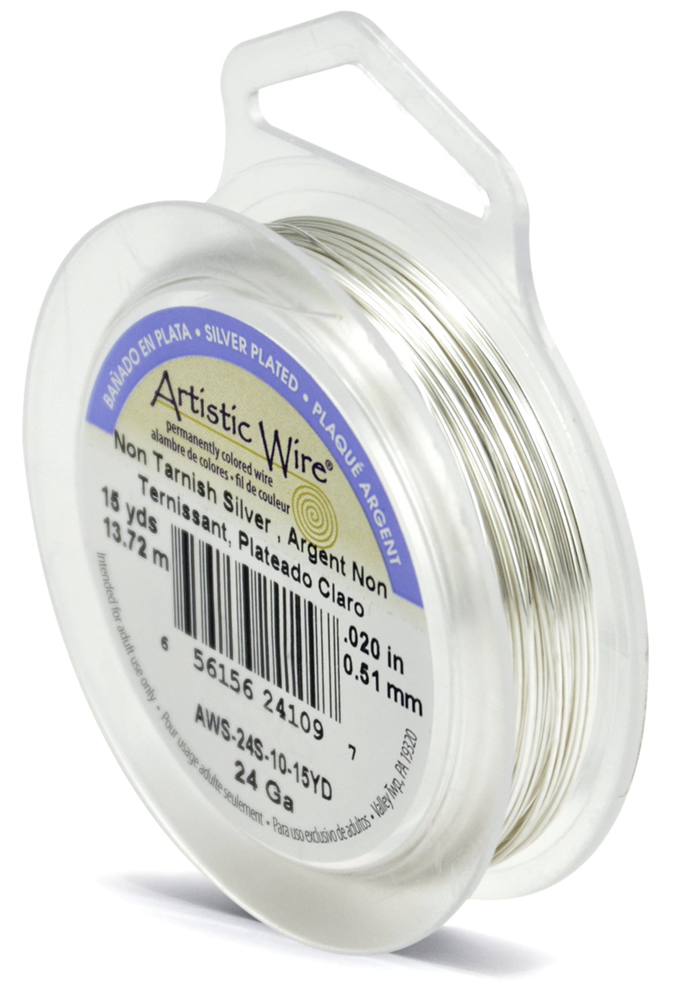 Artistic Wire 24 Gauge Silver Plated Tarnish Resistant Copper Craft Wire - 15 Yards of Colorful Creativity!