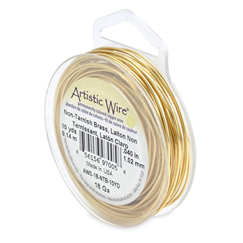 Artistic Wire Artistic Wire 18 Gauge Tarnish Resistant Brass Jewelry Wire - Gold Color, 10 Yards for Crafting