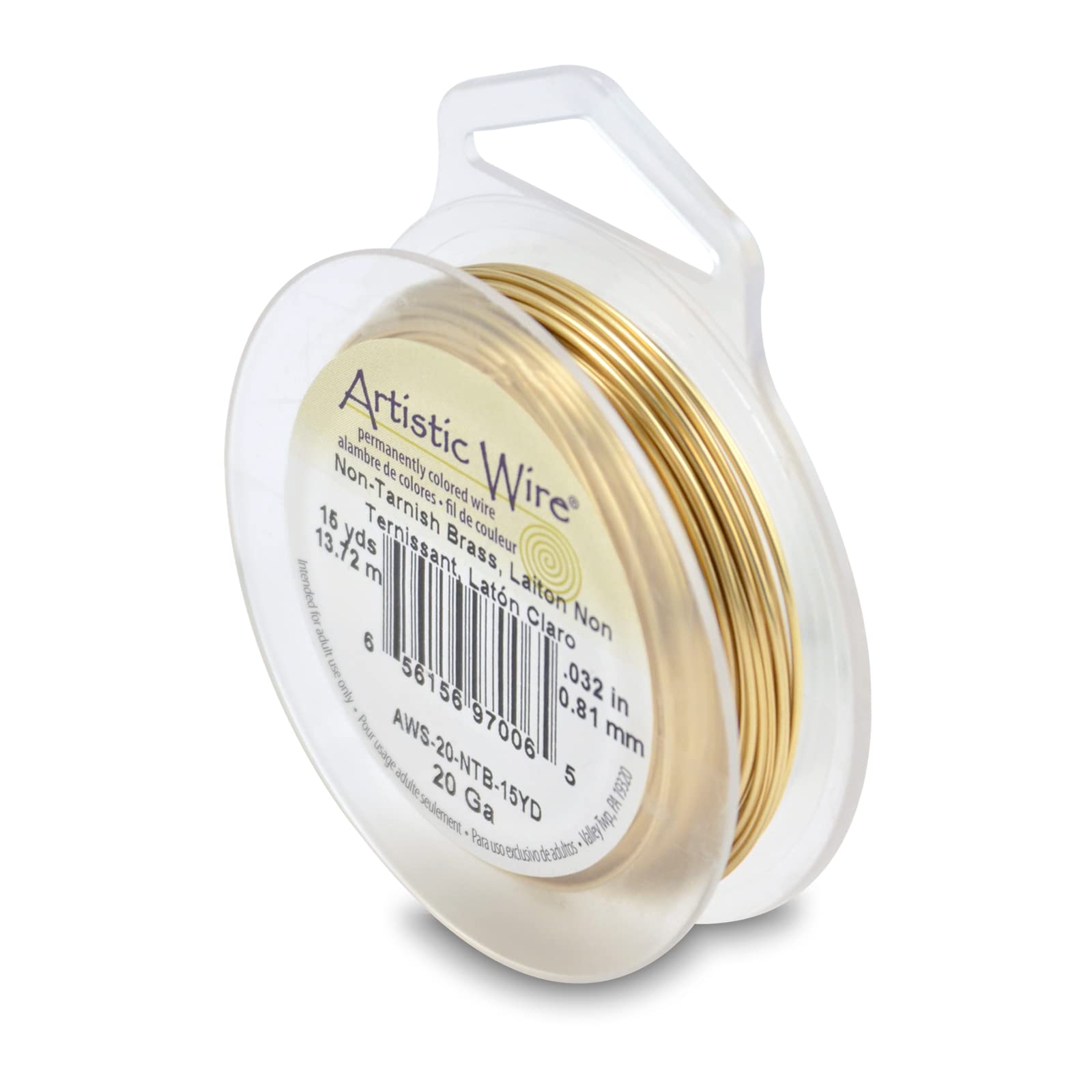 Artistic Wire Artistic Wire 20 Gauge Tarnish Resistant Brass Jewelry Wire - Gold Color, 15 Yards for Crafting
