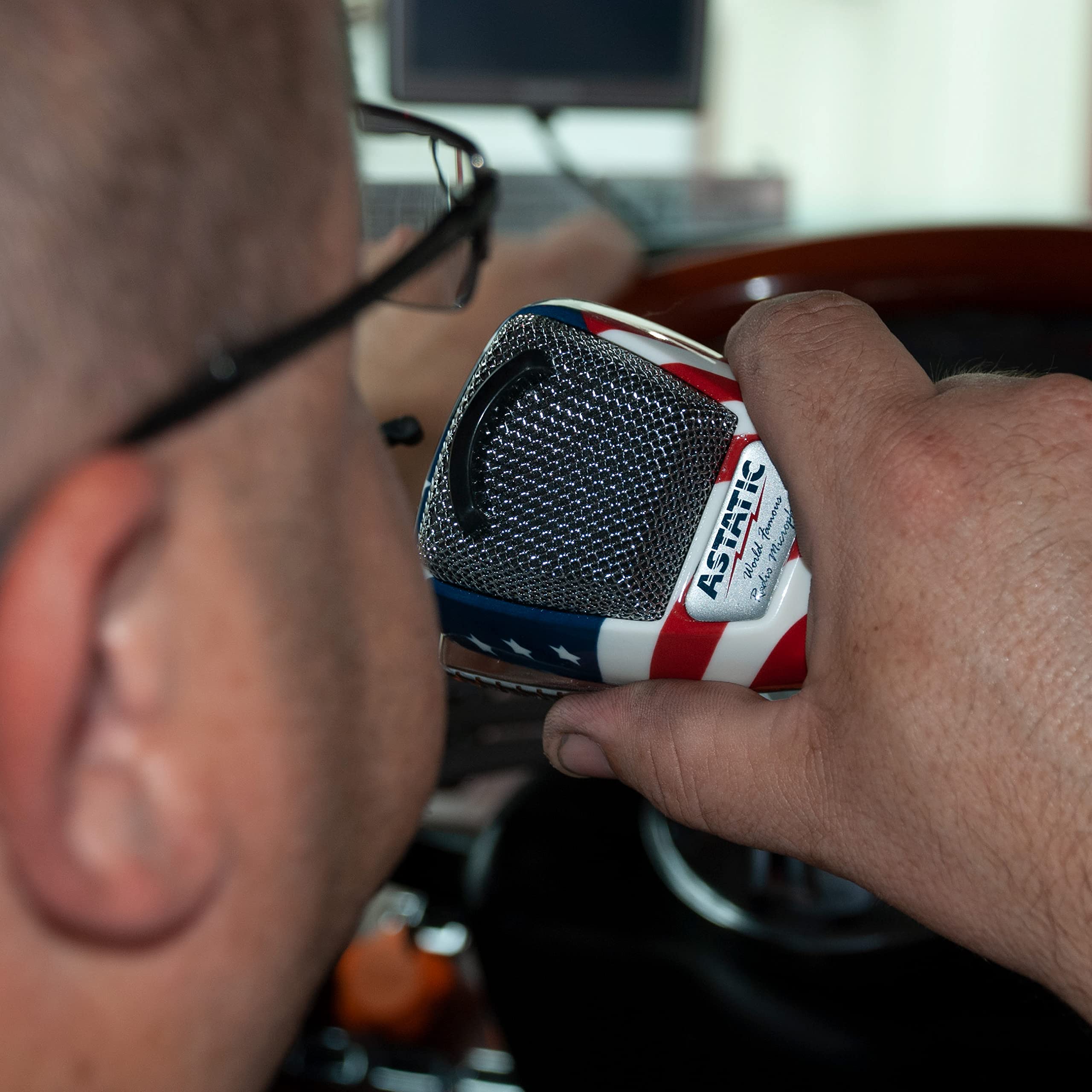 Astatic 30210309 Stars N Stripes Noise Canceling 4 Pin CB Microphone for Clear Communication - View 2 of 9