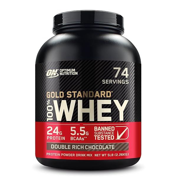 Optimum Nutrition Optimum Nutrition Gold Standard Whey Protein Powder - Double Rich Chocolate, 5 lb | Best Quality & Taste!