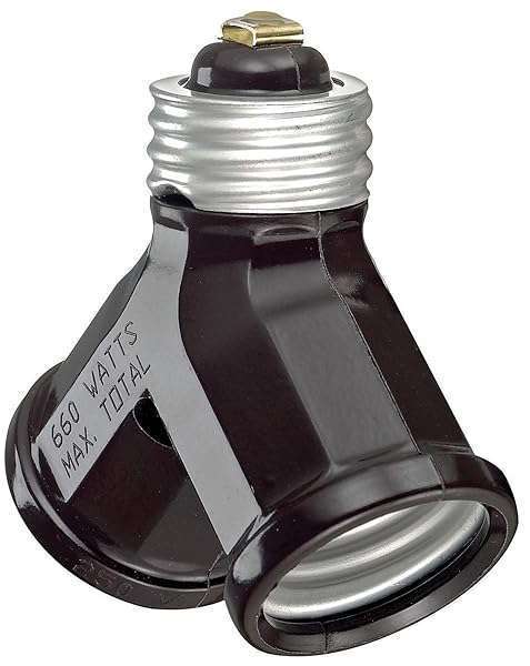 Leviton Leviton 128 Twin Light Socket Adapter: 15 Amp, 660 Watt, 250 Volt - Brown