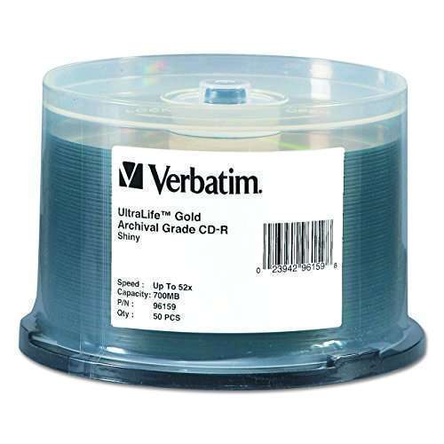 Verbatim CD-R 700MB 52X UltraLife Gold - 50pk Spindle for Archival Quality & Durability