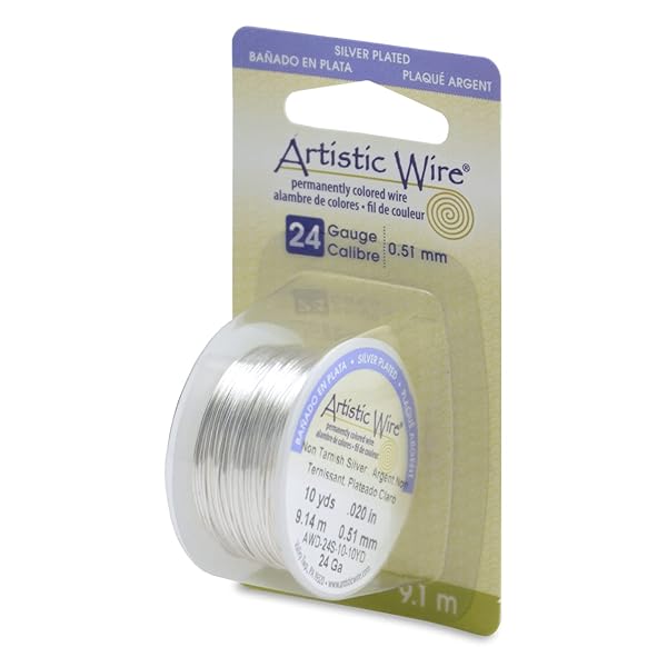 Artistic Wire Artistic Wire 24 Gauge Colored Wire - 10 Yards Natural Non-Tarnish Silver for Crafting & Jewelry Making