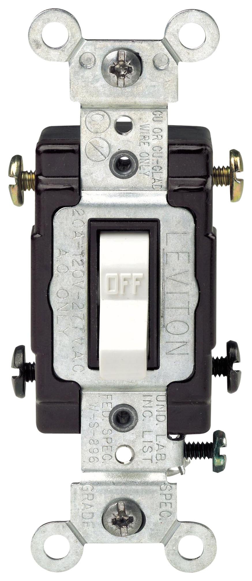 Leviton Leviton CS220-2W 20-Amp Toggle Switch: Commercial Grade AC Quiet Switch for 120/277V