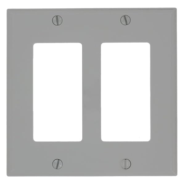 Leviton 80409-NGY Gray 2-Gang Decora Wallplate for GFCI Devices - Standard Size