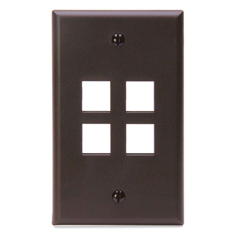 Leviton 41080-4BP QuickPort Wallplate - Single Gang 4-Port in Brown | High-Quality Networking Solution