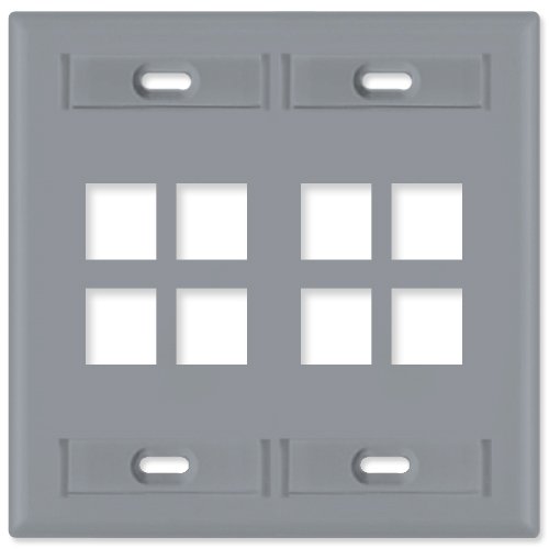 Leviton Leviton 42080-8GP 8 Port Dual Gang QuickPort Wallplate with ID Windows Grey for Easy Cable Management - View 3 of 3