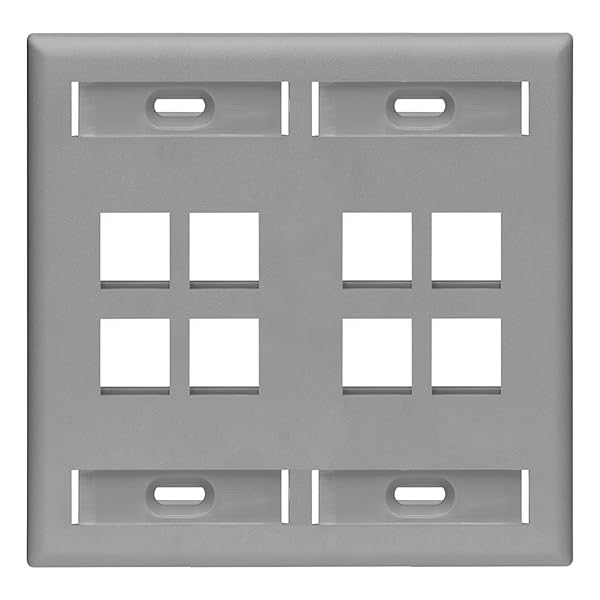 Leviton Leviton 42080-8GP 8 Port Dual Gang QuickPort Wallplate with ID Windows Grey for Easy Cable Management